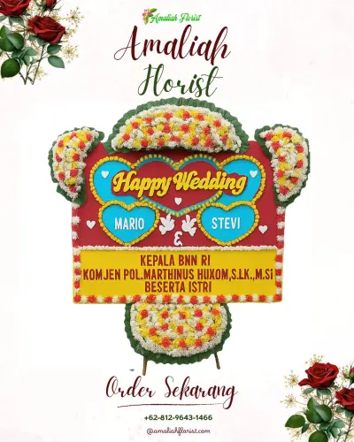 Karangan Papan Bunga Pernikahan di Asinan